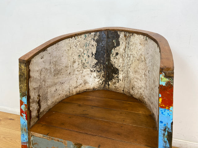Boatwood by WMK I 1/2 Besonderer Sessel aus echtem Einbaum I handmade Unikat aus altem Bootsholz I Teakholz massiv I Stuhl Kapitänsstuhl Boot Gartenstuhl Chair Balkonmöbel Berlin Rostock Usedom Sylt