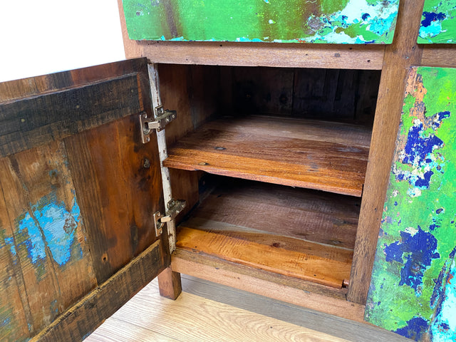 Boatwood by WMK I Sehr schönes Sideboard aus altem Bootsholz I handgefertigtes Unikat aus massivem Teakholz I Schrank Kommode Anrichte Büfett Buffet Wäschekommode Fernsehkommode Berlin Leipzig Bayern