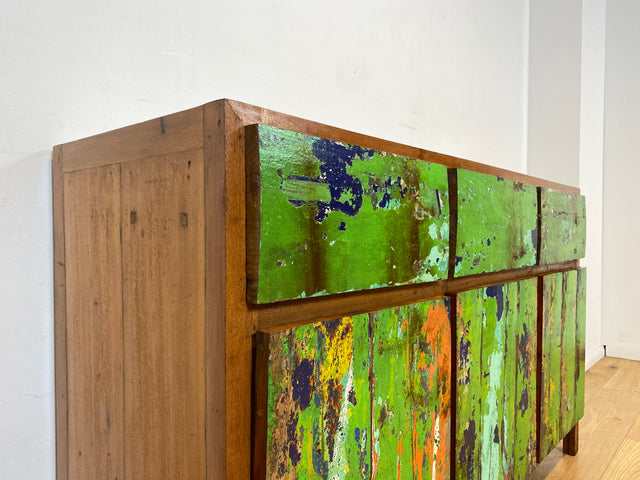 Boatwood by WMK I Sehr schönes Sideboard aus altem Bootsholz I handgefertigtes Unikat aus massivem Teakholz I Schrank Kommode Anrichte Büfett Buffet Wäschekommode Fernsehkommode Berlin Leipzig Bayern