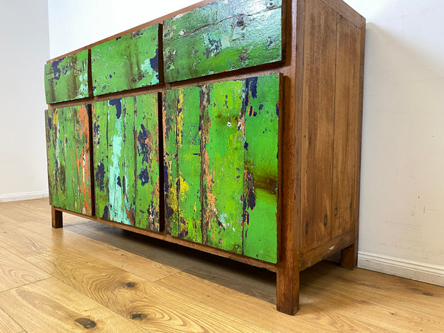 Boatwood by WMK I Sehr schönes Sideboard aus altem Bootsholz I handgefertigtes Unikat aus massivem Teakholz I Schrank Kommode Anrichte Büfett Buffet Wäschekommode Fernsehkommode Berlin Leipzig Bayern