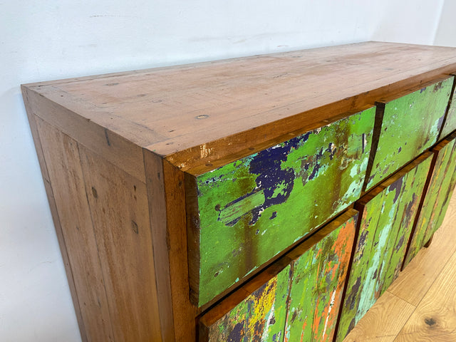 Boatwood by WMK I Sehr schönes Sideboard aus altem Bootsholz I handgefertigtes Unikat aus massivem Teakholz I Schrank Kommode Anrichte Büfett Buffet Wäschekommode Fernsehkommode Berlin Leipzig Bayern