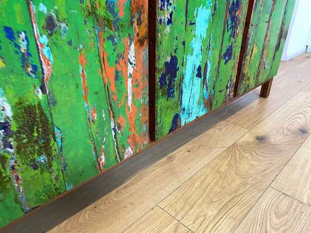 Boatwood by WMK I Sehr schönes Sideboard aus altem Bootsholz I handgefertigtes Unikat aus massivem Teakholz I Schrank Kommode Anrichte Büfett Buffet Wäschekommode Fernsehkommode Berlin Leipzig Bayern