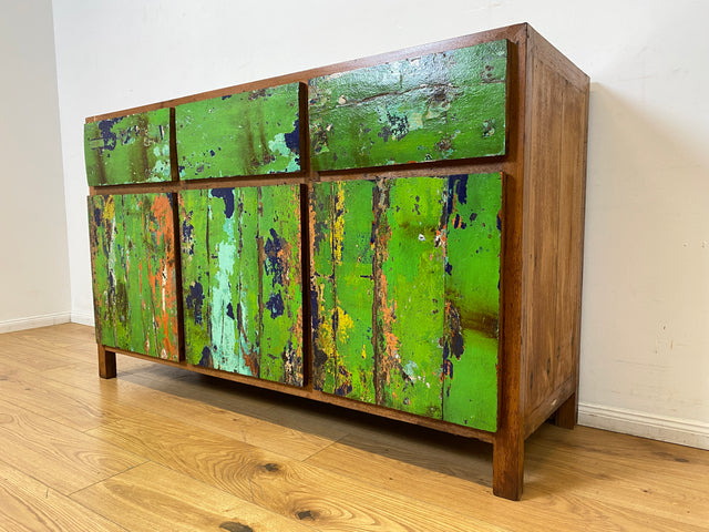 Boatwood by WMK I Sehr schönes Sideboard aus altem Bootsholz I handgefertigtes Unikat aus massivem Teakholz I Schrank Kommode Anrichte Büfett Buffet Wäschekommode Fernsehkommode Berlin Leipzig Bayern