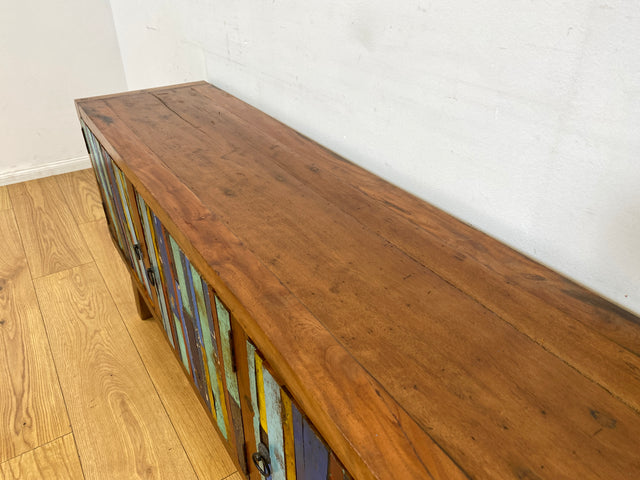 Boatwood by WMK I Detailreiches Sideboard handgefertigt aus altem Bootsholz I Teakholz massiv I Kommode TV Lowboard Board Bank Schuhschrank Anrichte Bootsmöbel Treibholz I Berlin Rostock Frankfurt