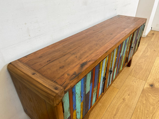 Boatwood by WMK I Detailreiches Sideboard handgefertigt aus altem Bootsholz I Teakholz massiv I Kommode TV Lowboard Board Bank Schuhschrank Anrichte Bootsmöbel Treibholz I Berlin Rostock Frankfurt