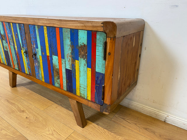 Boatwood by WMK I Bunterschönes Sideboard handgefertigt aus altem Bootsholz I Teakholz massiv I Kommode TV Lowboard Board Bank Schuhschrank Anrichte Bootsmöbel Treibholz I Berlin Hannover Dresden