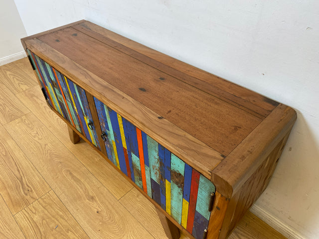 Boatwood by WMK I Bunterschönes Sideboard handgefertigt aus altem Bootsholz I Teakholz massiv I Kommode TV Lowboard Board Bank Schuhschrank Anrichte Bootsmöbel Treibholz I Berlin Hannover Dresden