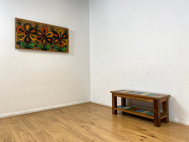 Boatwood by WMK I Sehr schöne Sitzbank aus altem Bootsholz in Originalfarben I Bank Schuhregal Küchenbank Schuhschrank Holzbank Holzregal Regal Flur Blumenregal Blumenbank Treibholz Berlin Halle Köln