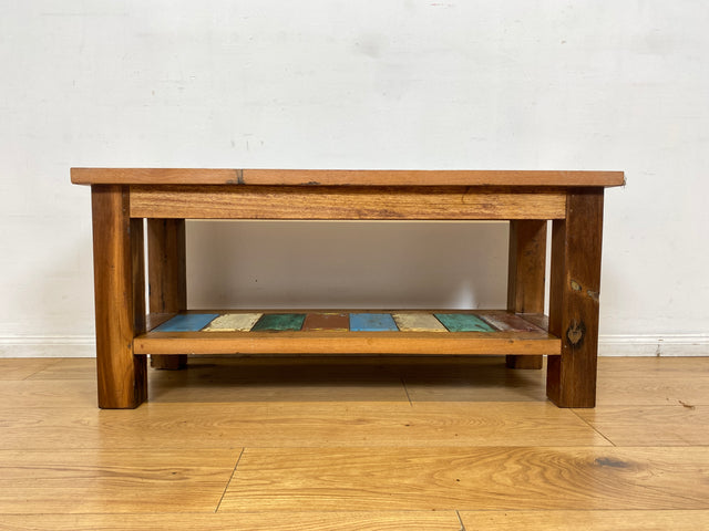 Boatwood by WMK I Sehr schöne Sitzbank aus altem Bootsholz in Originalfarben I Bank Schuhregal Küchenbank Schuhschrank Holzbank Holzregal Regal Flur Blumenregal Blumenbank Treibholz Berlin Halle Köln