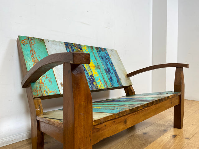 Boatwood by WMK I Besonderes Sofa aus altem Bootsholz I handgefertigtes Unikat I Teakholz I Couch Bank Holzbank Küchenbank Gartenbank Gartenmöbel Balkonmöbel Bootsmöbel Berlin Heidelberg Hessen Sylt