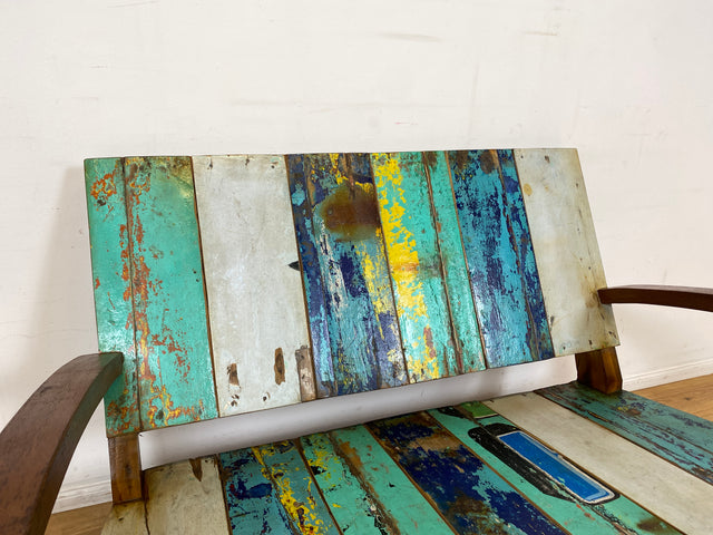 Boatwood by WMK I Besonderes Sofa aus altem Bootsholz I handgefertigtes Unikat I Teakholz I Couch Bank Holzbank Küchenbank Gartenbank Gartenmöbel Balkonmöbel Bootsmöbel Berlin Heidelberg Hessen Sylt