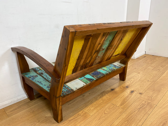 Boatwood by WMK I Besonderes Sofa aus altem Bootsholz I handgefertigtes Unikat I Teakholz I Couch Bank Holzbank Küchenbank Gartenbank Gartenmöbel Balkonmöbel Bootsmöbel Berlin Heidelberg Hessen Sylt