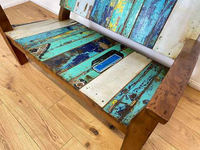 Boatwood by WMK I Besonderes Sofa aus altem Bootsholz I handgefertigtes Unikat I Teakholz I Couch Bank Holzbank Küchenbank Gartenbank Gartenmöbel Balkonmöbel Bootsmöbel Berlin Heidelberg Hessen Sylt