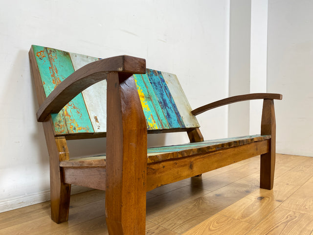 Boatwood by WMK I Besonderes Sofa aus altem Bootsholz I handgefertigtes Unikat I Teakholz I Couch Bank Holzbank Küchenbank Gartenbank Gartenmöbel Balkonmöbel Bootsmöbel Berlin Heidelberg Hessen Sylt