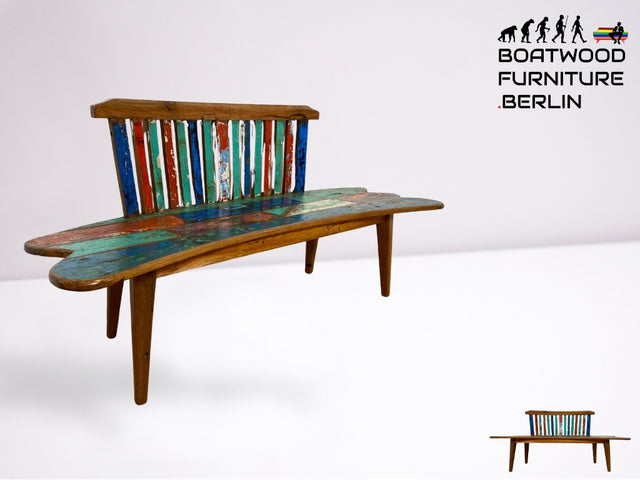 Boatwood by WMK I Besonderes Sofa aus altem Bootsholz I handgefertigtes Unikat aus massivem Teakholz I Couch Bank Holzbank Sitzbank Küchenbank Gartenmöbel Bootsmöbel Balkonmöbel Berlin Usedom Hof