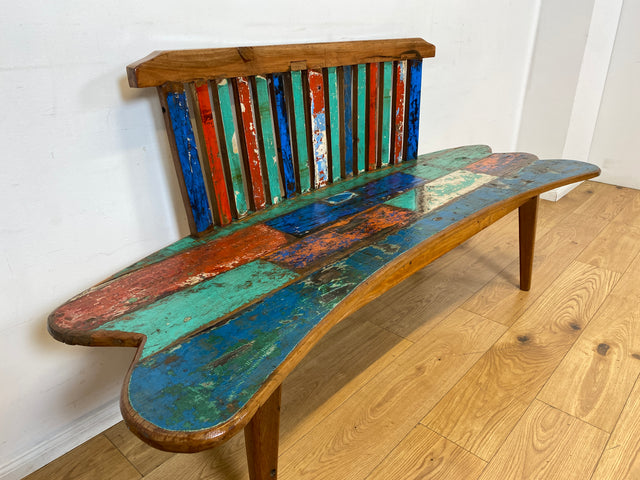 Boatwood by WMK I Besonderes Sofa aus altem Bootsholz I handgefertigtes Unikat aus massivem Teakholz I Couch Bank Holzbank Sitzbank Küchenbank Gartenmöbel Bootsmöbel Balkonmöbel Berlin Usedom Hof