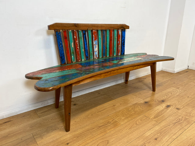 Boatwood by WMK I Besonderes Sofa aus altem Bootsholz I handgefertigtes Unikat aus massivem Teakholz I Couch Bank Holzbank Sitzbank Küchenbank Gartenmöbel Bootsmöbel Balkonmöbel Berlin Usedom Hof