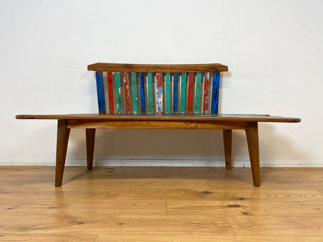 Boatwood by WMK I Besonderes Sofa aus altem Bootsholz I handgefertigtes Unikat aus massivem Teakholz I Couch Bank Holzbank Sitzbank Küchenbank Gartenmöbel Bootsmöbel Balkonmöbel Berlin Usedom Hof