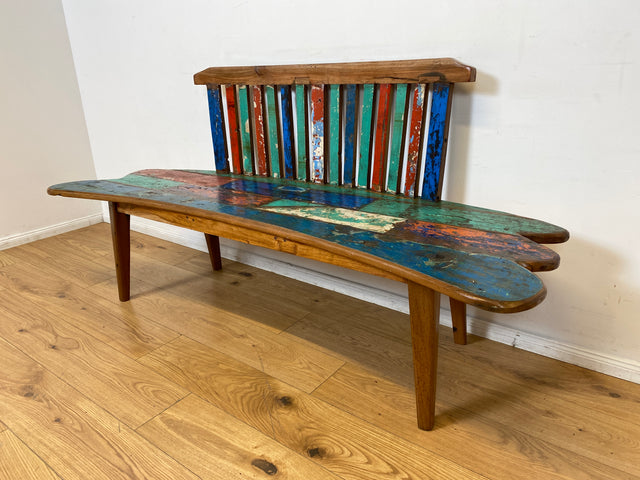 Boatwood by WMK I Besonderes Sofa aus altem Bootsholz I handgefertigtes Unikat aus massivem Teakholz I Couch Bank Holzbank Sitzbank Küchenbank Gartenmöbel Bootsmöbel Balkonmöbel Berlin Usedom Hof