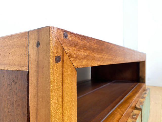 Boatwood by WMK I Besonders TV Lowboard mit Schubladen in Meeresblau I handgefertigtes Unikat aus altem Bootsholz I Teakholz massiv I Sideboard Kommode Bank Rack Fernsehkommode Berlin Augsburg Hamburg