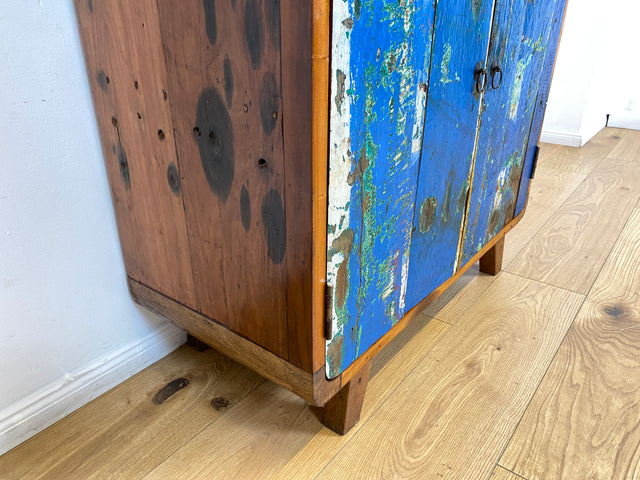 Boatwood by WMK # Einzigartige Vitrine aus altem Bootsholz, ein handgefertigtes Unikat aus massivem Teakholz # Regal Bücherregal Bücherschrank Highboard Geschirrschrank Küchenschrank Schrank Rostock