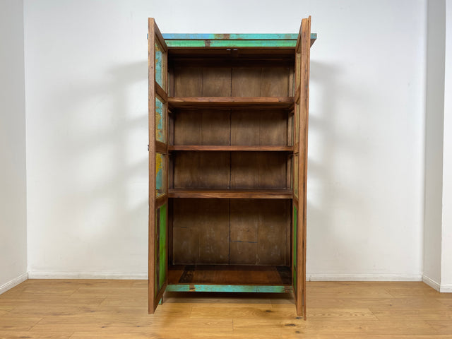 Boatwood by WMK I Besonders schöne Vitrine aus altem Bootsholz, ein handgefertigtes Unikat aus massivem Teakholz I Schrank Regal Highboard Bücher Geschirr Wäsche Kleider Küchen Berlin Rostock Duisburg