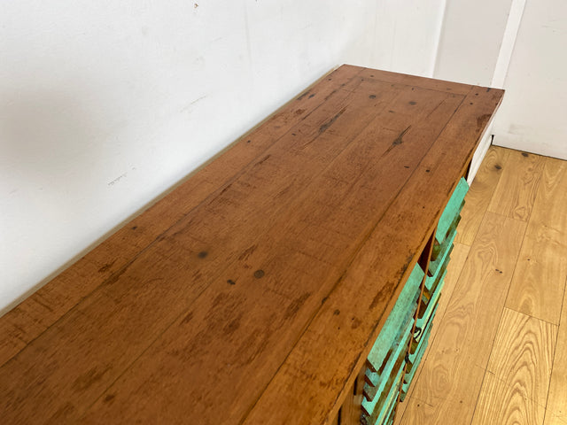 Originelles Highboard handgefertigt aus altem Bootsholz mit Lamellen Türen I Schrank Sideboard Kommode Anrichte Küchenschrank Schuhschrank Flurkommode Flurschrank I