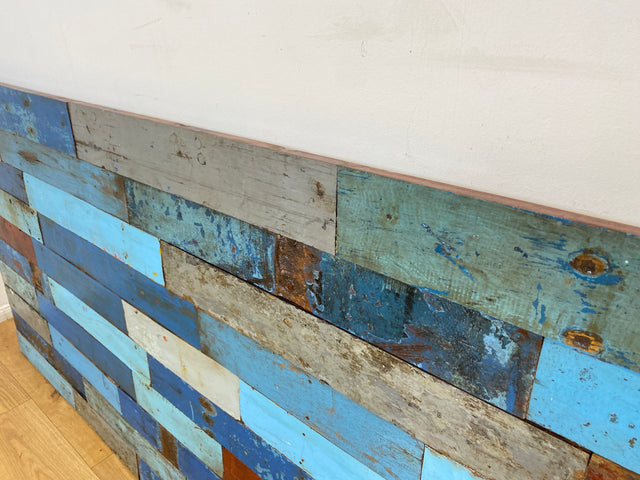 Boatwood by WMK I Buntes handgefertigtes 300x100cm großes Paneel aus altem Bootsholz