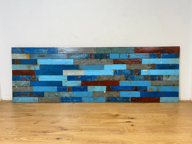 Boatwood by WMK I Buntes handgefertigtes 300x100cm großes Paneel aus altem Bootsholz