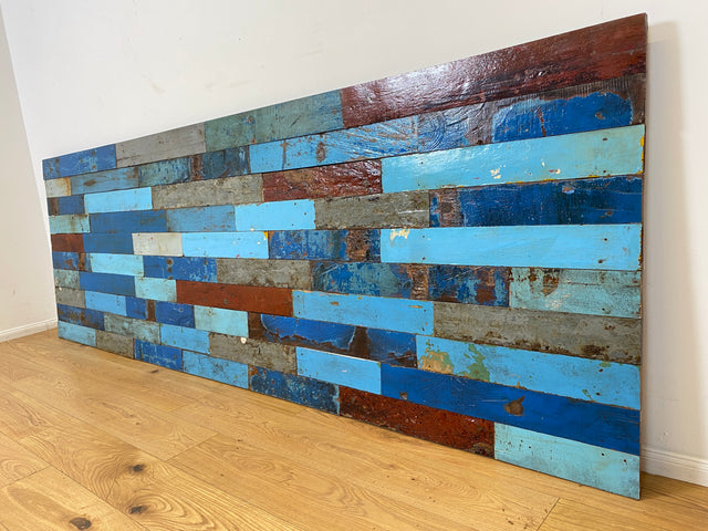 Boatwood by WMK I Buntes handgefertigtes 300x100cm großes Paneel aus altem Bootsholz