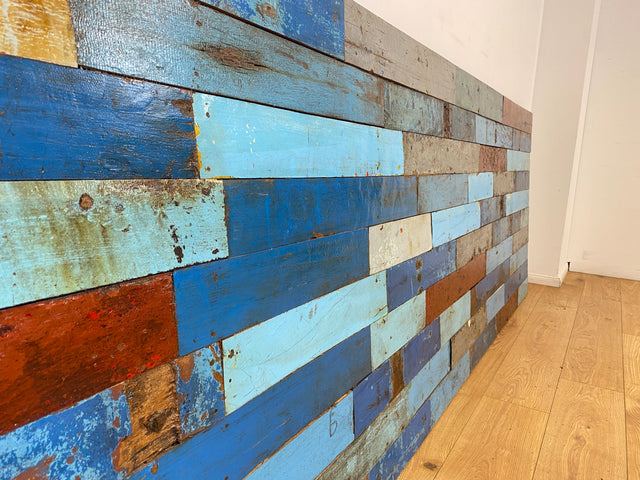 Boatwood by WMK I Buntes handgefertigtes 300x100cm großes Paneel aus altem Bootsholz