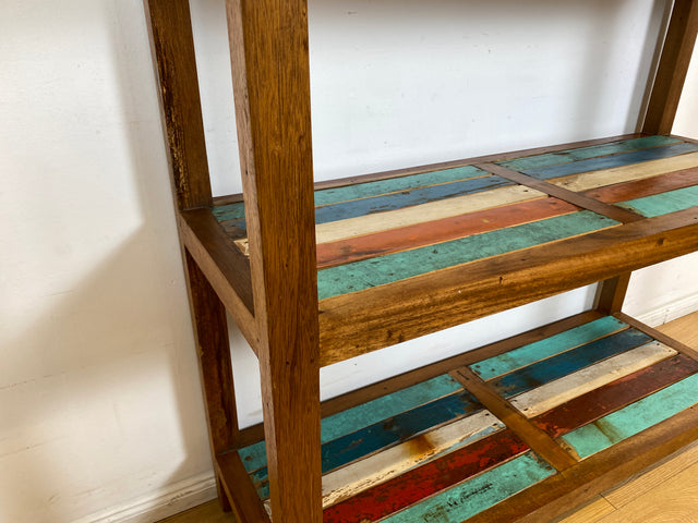 Boatwood by WMK I Einzigartiges großes und stabiles Regal handgefertigt aus altem Bootsholz I Teakholz massiv I