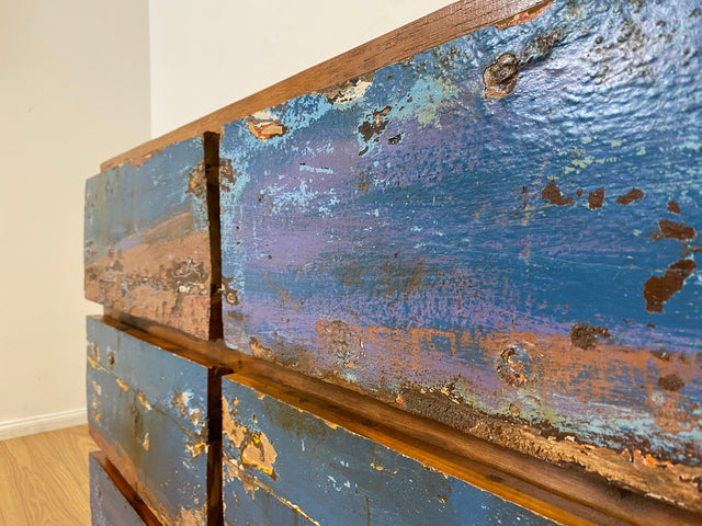 Boatwood by WMK I Besonders schöne handgefertigte Kommode aus altem Bootsholz mit 6 Schubladen I Sideboard TV Lowboard Anrichte Schubladenkommode Wäschekommode Fernsehschrank I Berlin Dresden Bayern