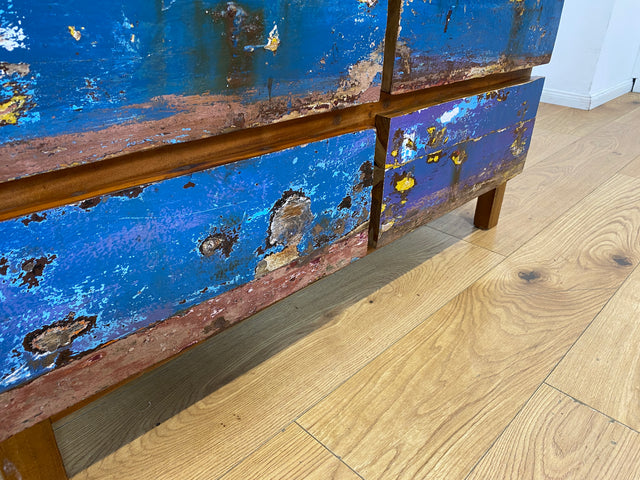 Boatwood by WMK I Besonders schöne handgefertigte Kommode aus altem Bootsholz mit 6 Schubladen I Sideboard TV Lowboard Anrichte Schubladenkommode Wäschekommode Fernsehschrank I Berlin Dresden Bayern