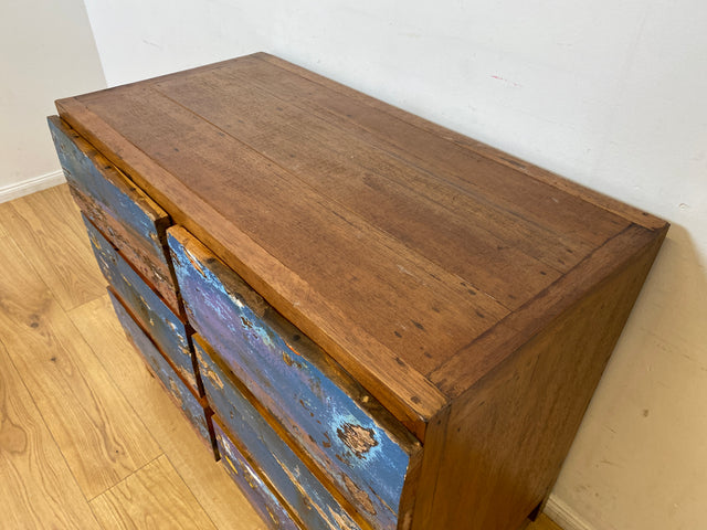 Boatwood by WMK I Besonders schöne handgefertigte Kommode aus altem Bootsholz mit 6 Schubladen I Sideboard TV Lowboard Anrichte Schubladenkommode Wäschekommode Fernsehschrank I Berlin Dresden Bayern