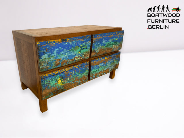 Boatwood by WMK I Besonders schöne handgefertigte Kommode aus altem Bootsholz mit Schubladen I Sideboard TV Lowboard Board Schubladenkommode Wäschekommode Fernsehschrank Berlin Leipzig Düsseldorf Ulm