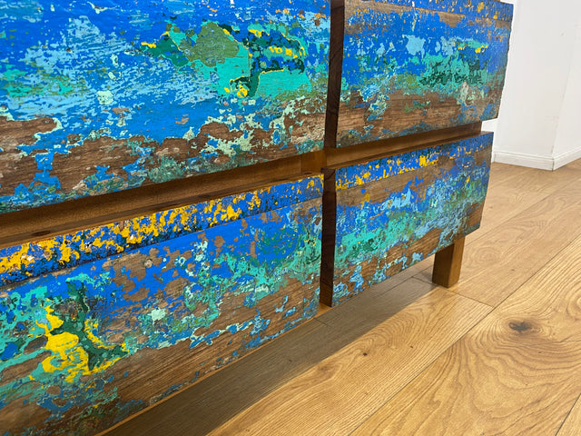 Boatwood by WMK I Besonders schöne handgefertigte Kommode aus altem Bootsholz mit Schubladen I Sideboard TV Lowboard Board Schubladenkommode Wäschekommode Fernsehschrank Berlin Leipzig Düsseldorf Ulm