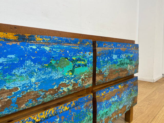 Boatwood by WMK I Besonders schöne handgefertigte Kommode aus altem Bootsholz mit Schubladen I Sideboard TV Lowboard Board Schubladenkommode Wäschekommode Fernsehschrank Berlin Leipzig Düsseldorf Ulm