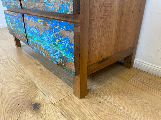 Boatwood by WMK I Besonders schöne handgefertigte Kommode aus altem Bootsholz mit Schubladen I Sideboard TV Lowboard Board Schubladenkommode Wäschekommode Fernsehschrank Berlin Leipzig Düsseldorf Ulm