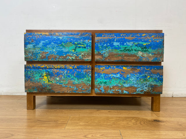 Boatwood by WMK I Besonders schöne handgefertigte Kommode aus altem Bootsholz mit Schubladen I Sideboard TV Lowboard Board Schubladenkommode Wäschekommode Fernsehschrank Berlin Leipzig Düsseldorf Ulm