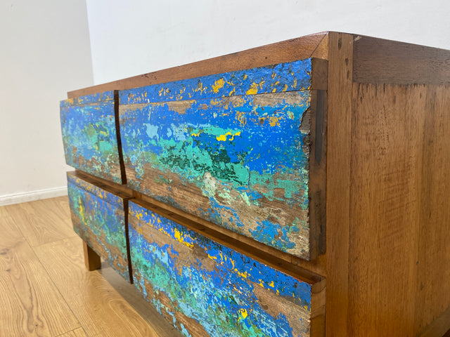 Boatwood by WMK I Besonders schöne handgefertigte Kommode aus altem Bootsholz mit Schubladen I Sideboard TV Lowboard Board Schubladenkommode Wäschekommode Fernsehschrank Berlin Leipzig Düsseldorf Ulm