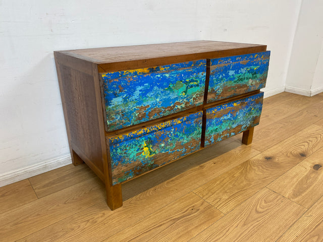 Boatwood by WMK I Besonders schöne handgefertigte Kommode aus altem Bootsholz mit Schubladen I Sideboard TV Lowboard Board Schubladenkommode Wäschekommode Fernsehschrank Berlin Leipzig Düsseldorf Ulm