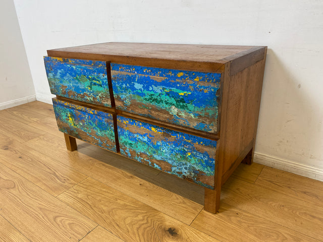 Boatwood by WMK I Besonders schöne handgefertigte Kommode aus altem Bootsholz mit Schubladen I Sideboard TV Lowboard Board Schubladenkommode Wäschekommode Fernsehschrank Berlin Leipzig Düsseldorf Ulm