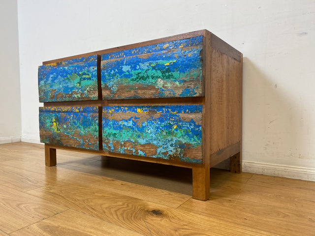 Boatwood by WMK I Besonders schöne handgefertigte Kommode aus altem Bootsholz mit Schubladen I Sideboard TV Lowboard Board Schubladenkommode Wäschekommode Fernsehschrank Berlin Leipzig Düsseldorf Ulm