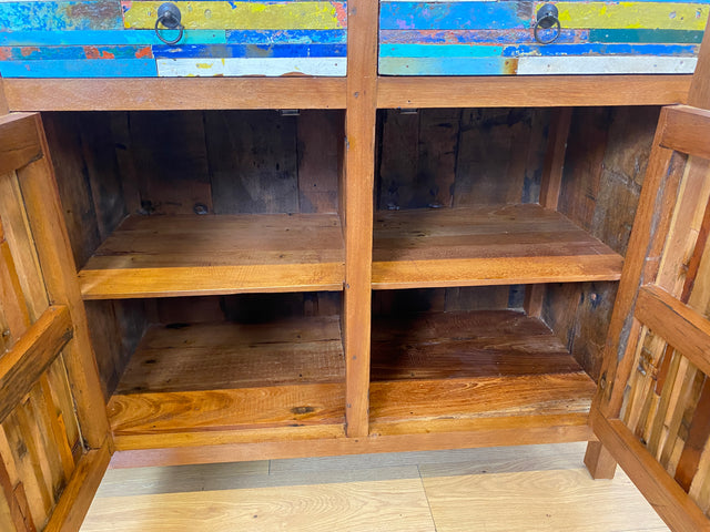 Boatwood by WMK I Einzigartiges handgefertigtes Sideboard aus altem Bootsholz mit Schubladen I Teakholz massiv I Kommode Schrank Anrichte Wäschekommode Schuhschrank Flurschrank I Berlin NRW Stuttgart