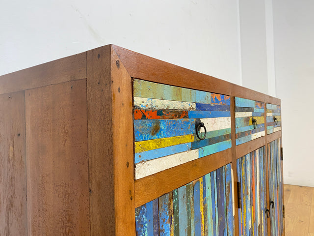 Boatwood by WMK I Einzigartiges handgefertigtes Sideboard aus altem Bootsholz mit Schubladen I Teakholz massiv I Kommode Schrank Anrichte Wäschekommode Schuhschrank Flurschrank I Berlin NRW Stuttgart