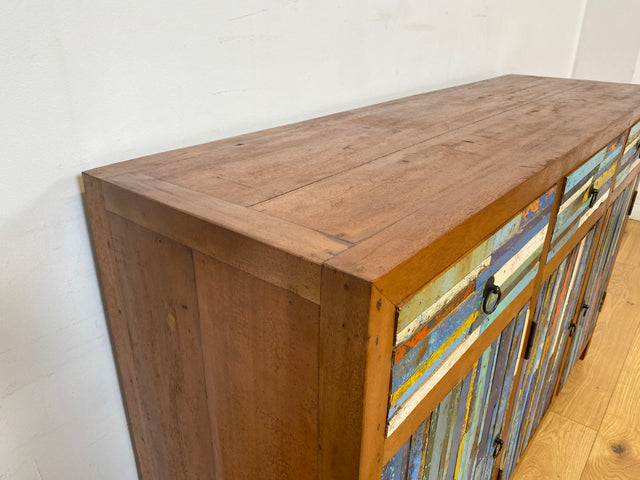 Boatwood by WMK I Einzigartiges handgefertigtes Sideboard aus altem Bootsholz mit Schubladen I Teakholz massiv I Kommode Schrank Anrichte Wäschekommode Schuhschrank Flurschrank I Berlin NRW Stuttgart