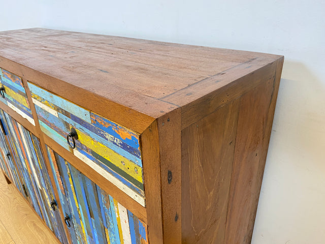 Boatwood by WMK I Einzigartiges handgefertigtes Sideboard aus altem Bootsholz mit Schubladen I Teakholz massiv I Kommode Schrank Anrichte Wäschekommode Schuhschrank Flurschrank I Berlin NRW Stuttgart