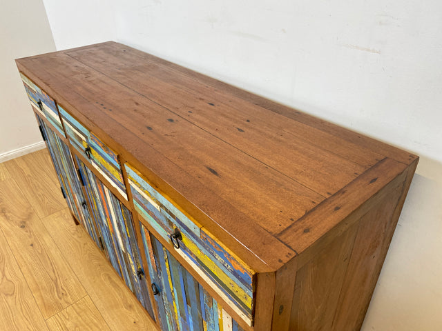 Boatwood by WMK I Einzigartiges handgefertigtes Sideboard aus altem Bootsholz mit Schubladen I Teakholz massiv I Kommode Schrank Anrichte Wäschekommode Schuhschrank Flurschrank I Berlin NRW Stuttgart