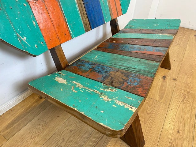 Boatwood by WMK I Einzigartiges handgefertigtes Sofa aus altem Bootsholz I Teakholz massiv I Couch Bank Holzbank Küchenbank Gartenbank Gartensofa Gartenmöbel Balkonmöbel Bootsmöbel Berlin Bremen Köln